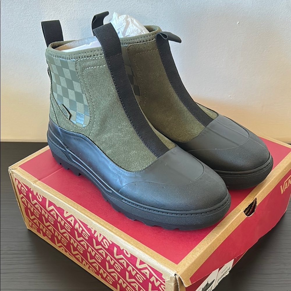 Vans Colfax Olive and Black Checkered Boots